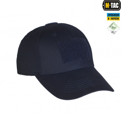 Бейсболка темно-синього кольору M-TAC Elite Flex ріп-стоп Dark Navy Blue з липучкою для патча